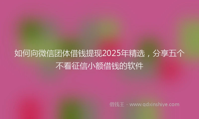 如何向微信团体借钱提现2025年精选，分享五个不看征信小额借钱的软件