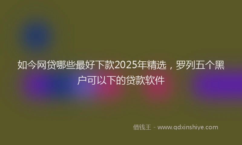 如今网贷哪些最好下款2025年精选，罗列五个黑户可以下的贷款软件