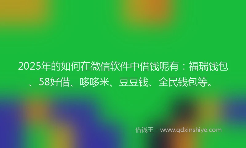 2025年的如何在微信软件中借钱呢有：福瑞钱包、58好借、哆哆米、豆豆钱、全民钱包等。