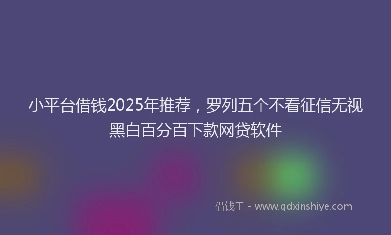小平台借钱2025年推荐，罗列五个不看征信无视黑白百分百下款网贷软件