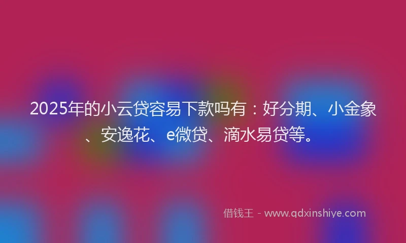 2025年的小云贷容易下款吗有：好分期、小金象、安逸花、e微贷、滴水易贷等。