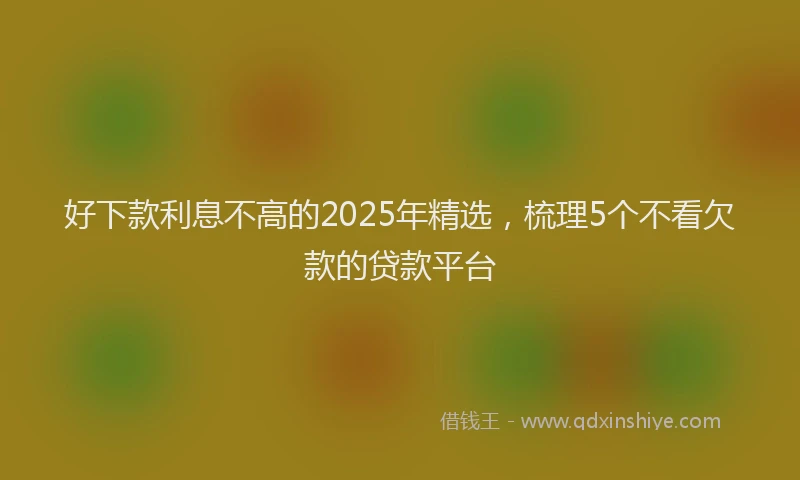 好下款利息不高的2025年精选，梳理5个不看欠款的贷款平台