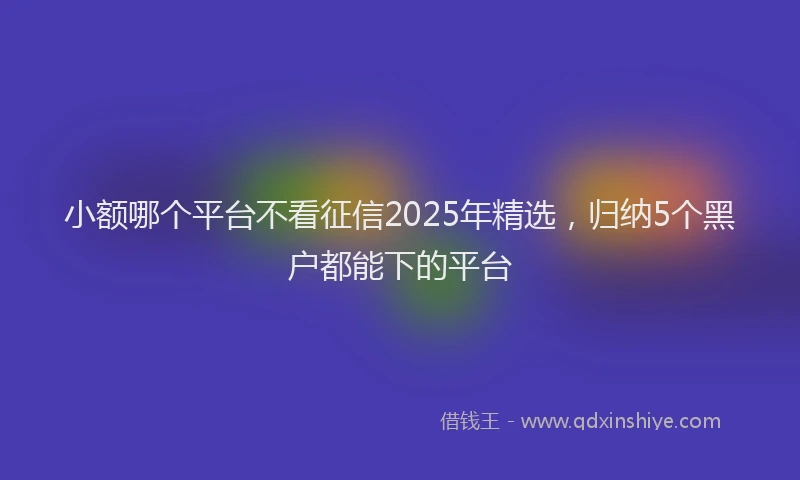 小额哪个平台不看征信2025年精选，归纳5个黑户都能下的平台