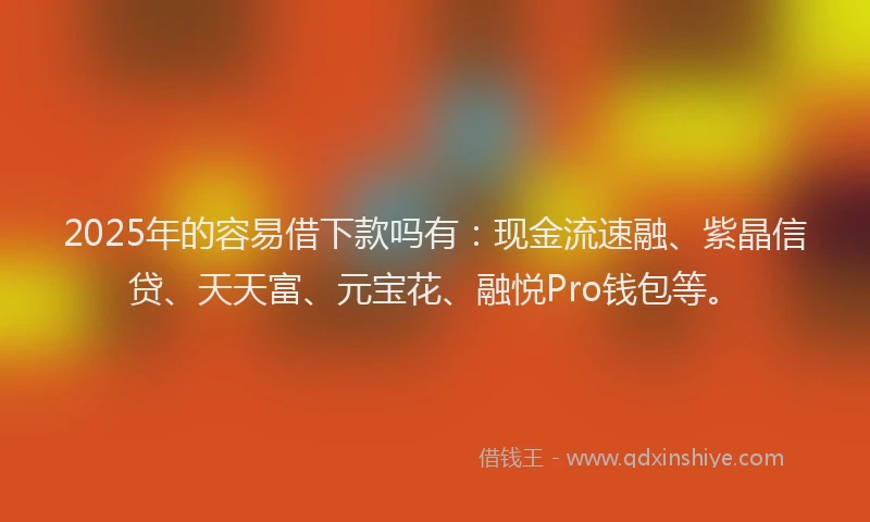 2025年的容易借下款吗有：现金流速融、紫晶信贷、天天富、元宝花、融悦Pro钱包等。