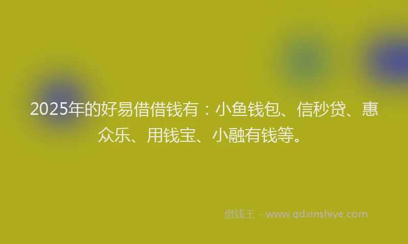2025年的好易借借钱有：小鱼钱包、信秒贷、惠众乐、用钱宝、小融有钱等。