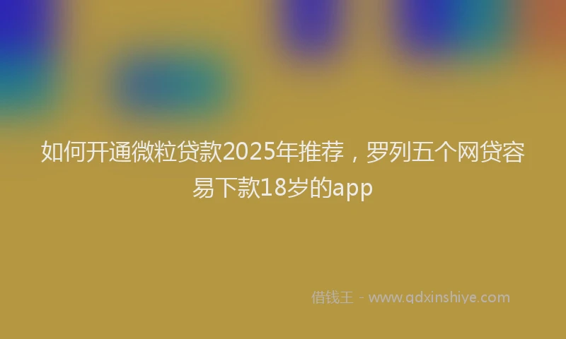 如何开通微粒贷款2025年推荐，罗列五个网贷容易下款18岁的app