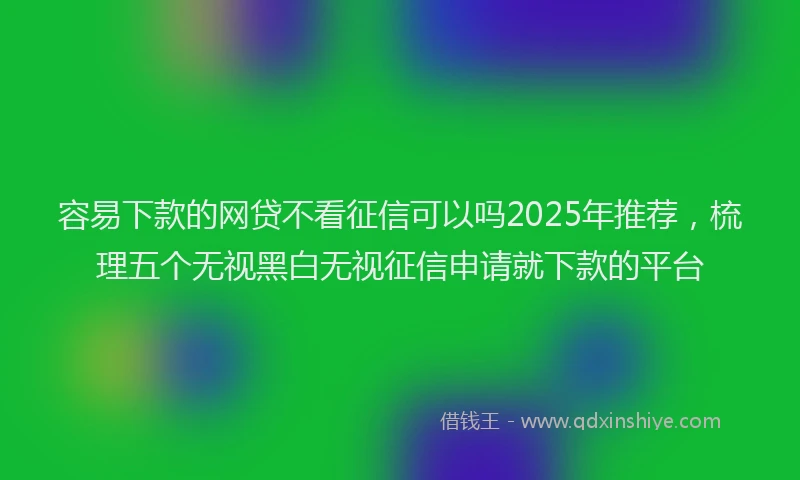 容易下款的网贷不看征信可以吗2025年推荐，梳理五个无视黑白无视征信申请就下款的平台