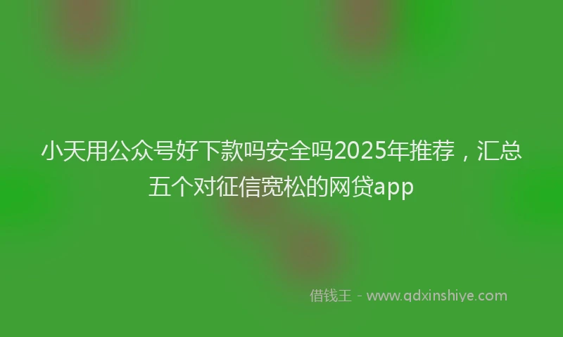 小天用公众号好下款吗安全吗2025年推荐，汇总五个对征信宽松的网贷app