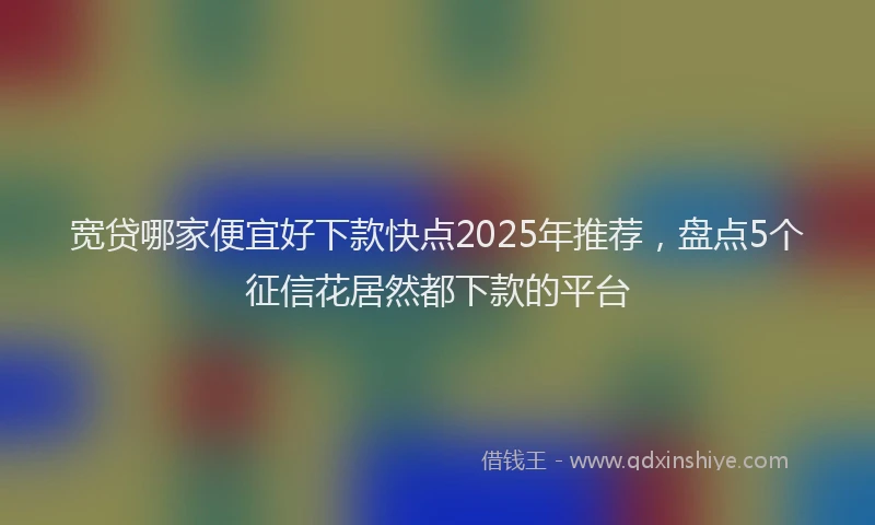 宽贷哪家便宜好下款快点2025年推荐，盘点5个征信花居然都下款的平台