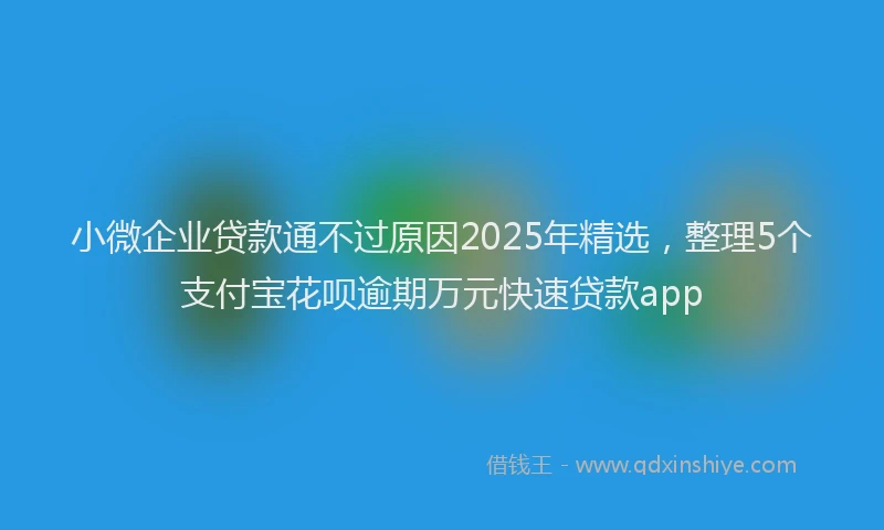 小微企业贷款通不过原因2025年精选，整理5个支付宝花呗逾期万元快速贷款app