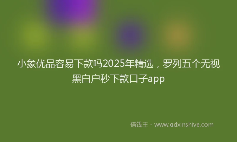 小象优品容易下款吗2025年精选，罗列五个无视黑白户秒下款口子app