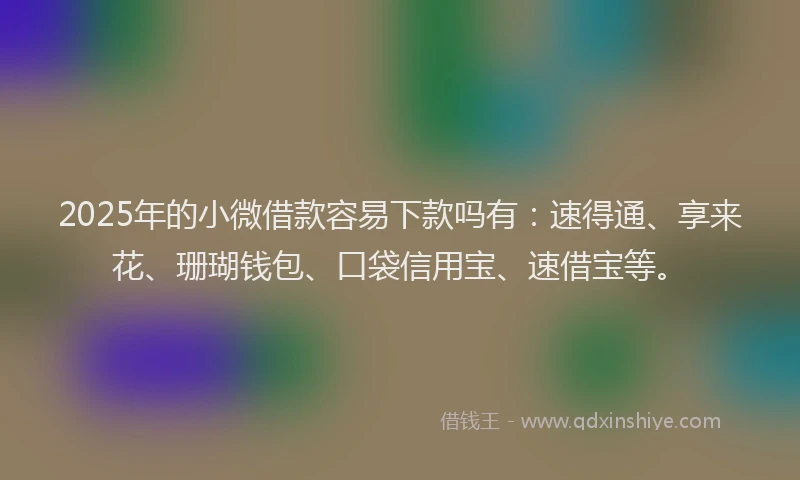 2025年的小微借款容易下款吗有：速得通、享来花、珊瑚钱包、口袋信用宝、速借宝等。