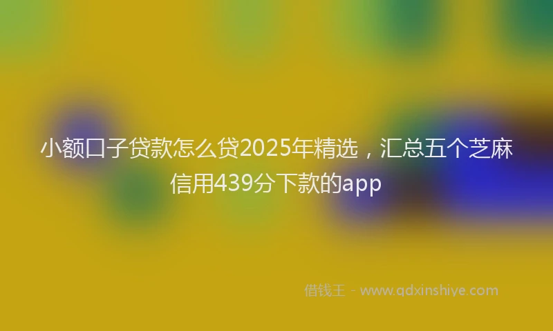 小额口子贷款怎么贷2025年精选，汇总五个芝麻信用439分下款的app