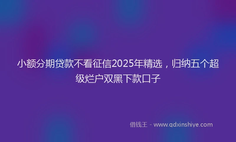 小额分期贷款不看征信2025年精选，归纳五个超级烂户双黑下款口子