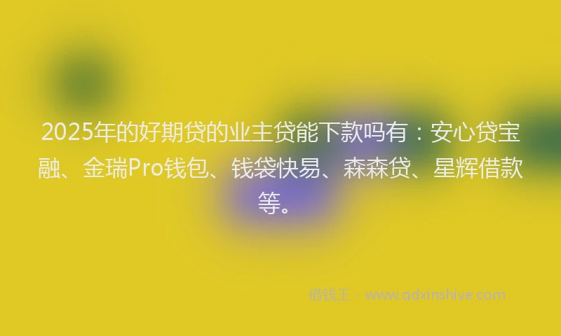 2025年的好期贷的业主贷能下款吗有：安心贷宝融、金瑞Pro钱包、钱袋快易、森森贷、星辉借款等。