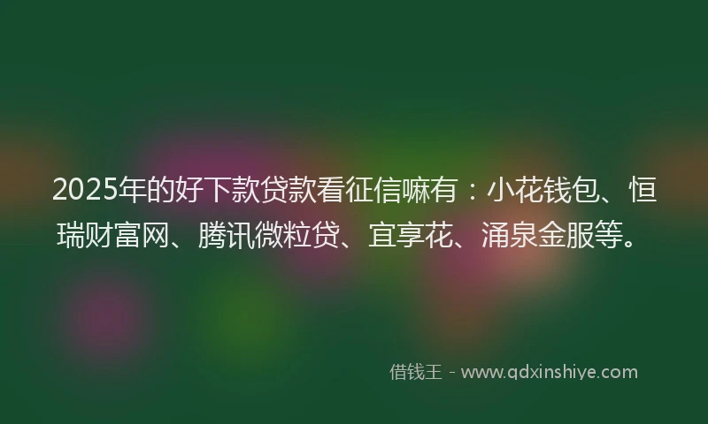 2025年的好下款贷款看征信嘛有：小花钱包、恒瑞财富网、腾讯微粒贷、宜享花、涌泉金服等。