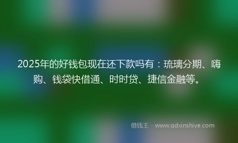 2025年的好钱包现在还下款吗有：琉璃分期、嗨购、钱袋快借通、时时贷、捷信金融等。