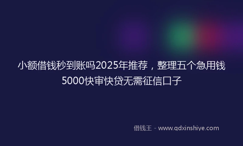 小额借钱秒到账吗2025年推荐，整理五个急用钱5000快审快贷无需征信口子