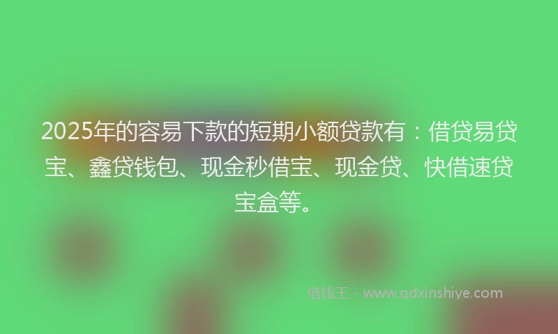 2025年的容易下款的短期小额贷款有：借贷易贷宝、鑫贷钱包、现金秒借宝、现金贷、快借速贷宝盒等。