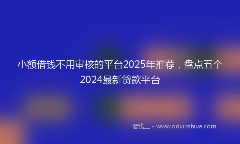 小额借钱不用审核的平台2025年推荐，盘点五个2024最新贷款平台