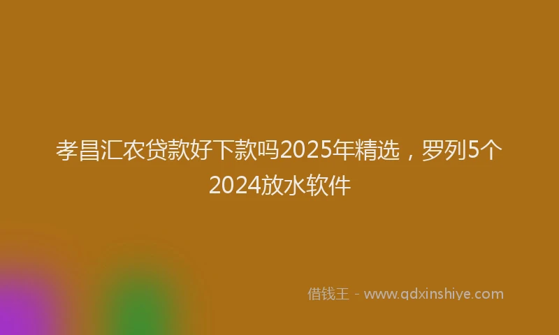 孝昌汇农贷款好下款吗2025年精选，罗列5个2024放水软件