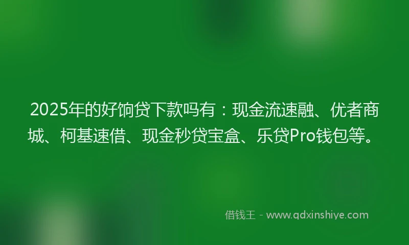 2025年的好饷贷下款吗有：现金流速融、优者商城、柯基速借、现金秒贷宝盒、乐贷Pro钱包等。