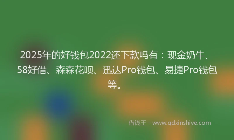 2025年的好钱包2022还下款吗有：现金奶牛、58好借、森森花呗、迅达Pro钱包、易捷Pro钱包等。
