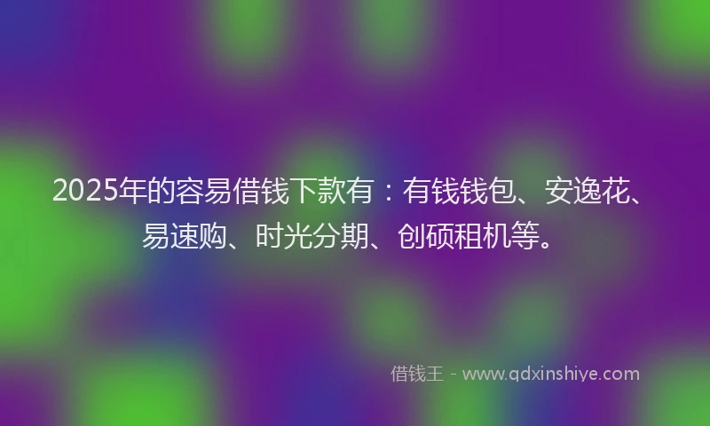 2025年的容易借钱下款有：有钱钱包、安逸花、易速购、时光分期、创硕租机等。