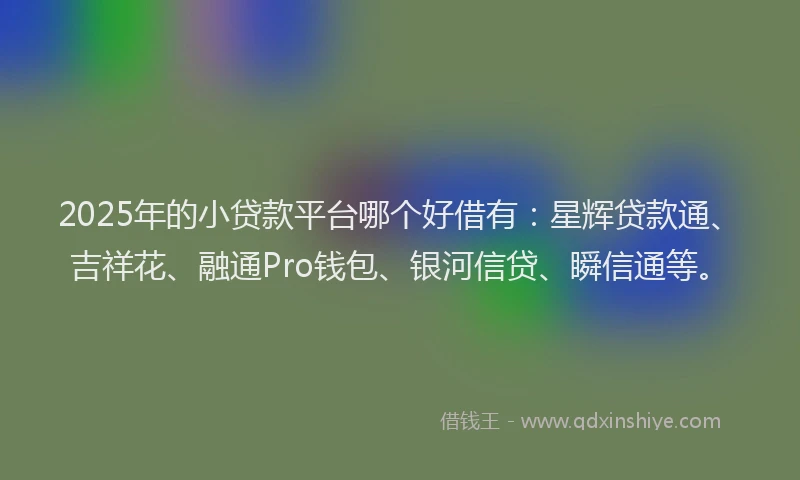 2025年的小贷款平台哪个好借有：星辉贷款通、吉祥花、融通Pro钱包、银河信贷、瞬信通等。