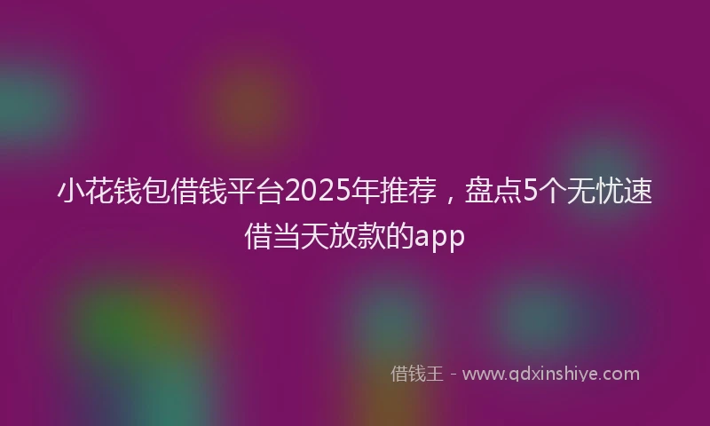 小花钱包借钱平台2025年推荐，盘点5个无忧速借当天放款的app