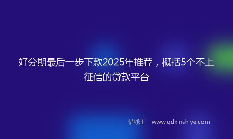好分期最后一步下款2025年推荐，概括5个不上征信的贷款平台