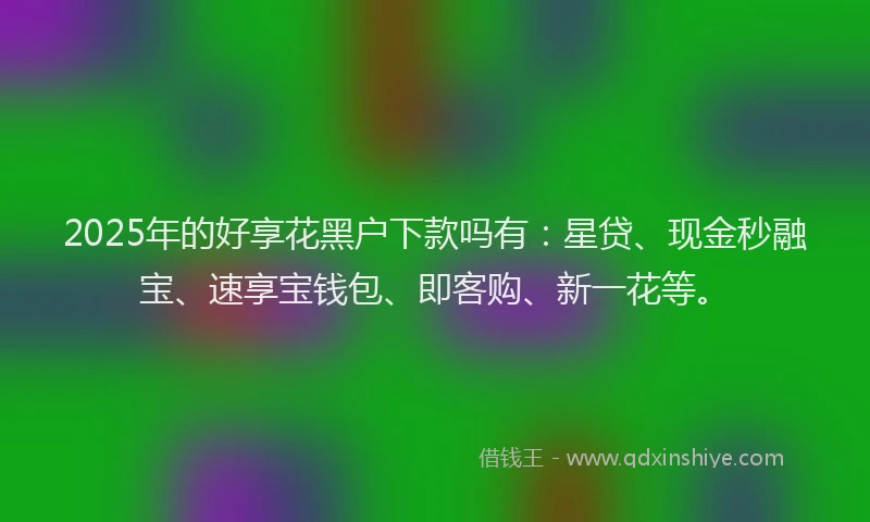 2025年的好享花黑户下款吗有：星贷、现金秒融宝、速享宝钱包、即客购、新一花等。