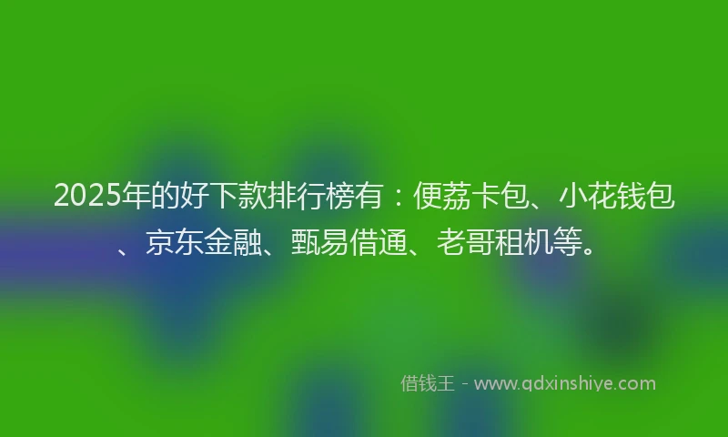 2025年的好下款排行榜有：便荔卡包、小花钱包、京东金融、甄易借通、老哥租机等。