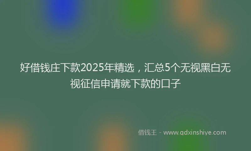 好借钱庄下款2025年精选，汇总5个无视黑白无视征信申请就下款的口子