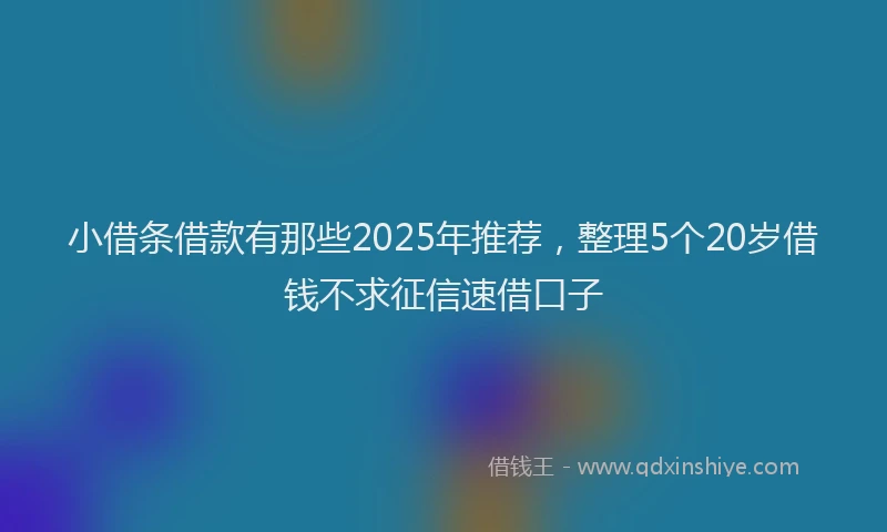 小借条借款有那些2025年推荐，整理5个20岁借钱不求征信速借口子
