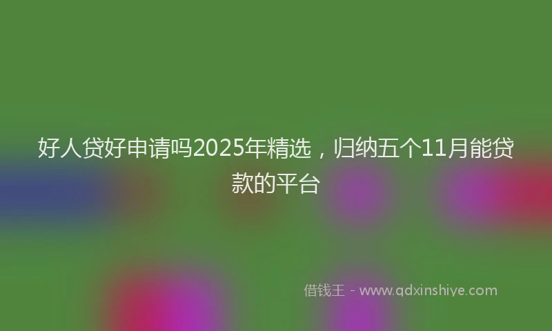 好人贷好申请吗2025年精选，归纳五个11月能贷款的平台
