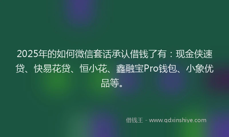 2025年的如何微信套话承认借钱了有：现金侠速贷、快易花贷、恒小花、鑫融宝Pro钱包、小象优品等。