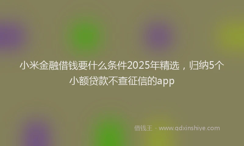 小米金融借钱要什么条件2025年精选，归纳5个小额贷款不查征信的app