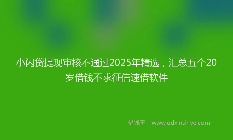 小闪贷提现审核不通过2025年精选,汇总五个20岁借钱不求征信速借软件