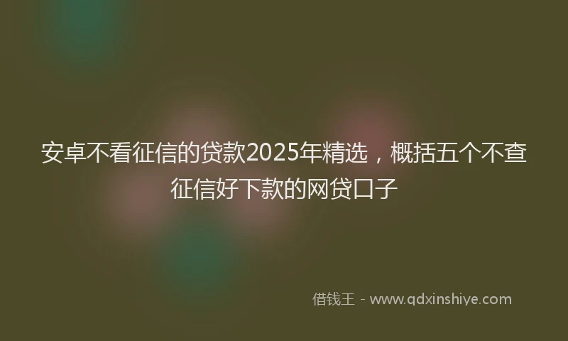 安卓不看征信的贷款2025年精选，概括五个不查征信好下款的网贷口子