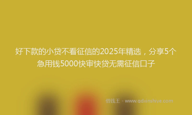 好下款的小贷不看征信的2025年精选，分享5个急用钱5000快审快贷无需征信口子