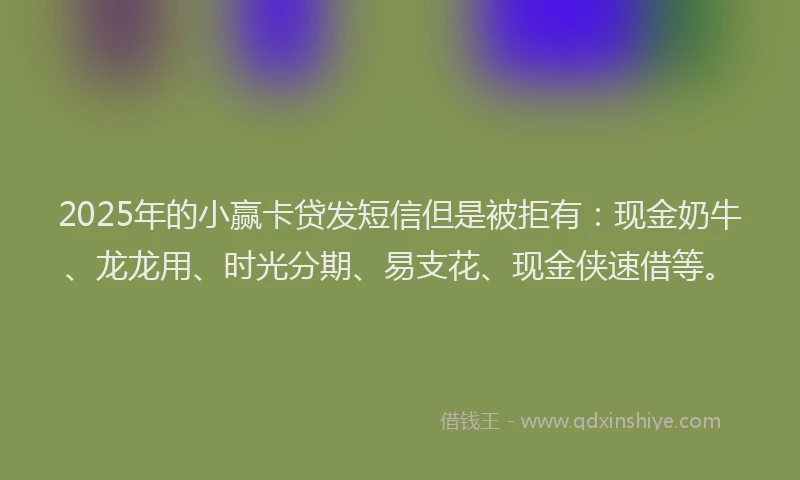 2025年的小赢卡贷发短信但是被拒有：现金奶牛、龙龙用、时光分期、易支花、现金侠速借等。
