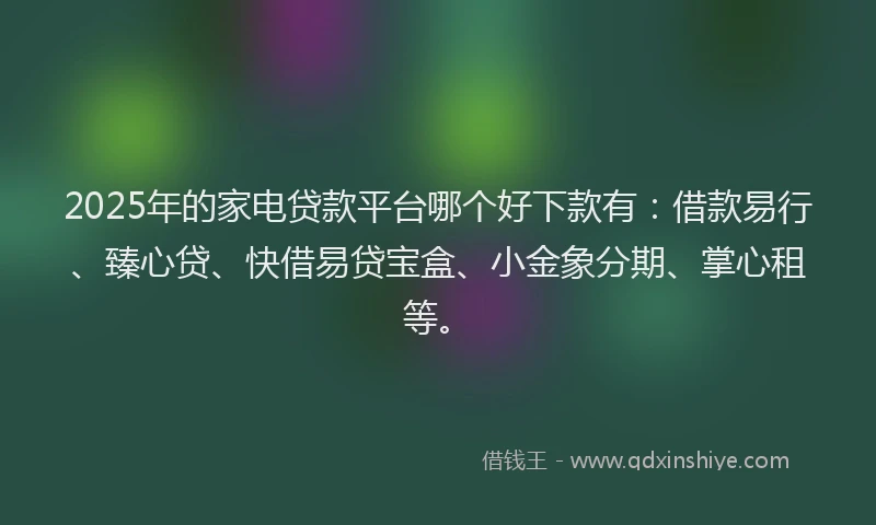 2025年的家电贷款平台哪个好下款有：借款易行、臻心贷、快借易贷宝盒、小金象分期、掌心租等。