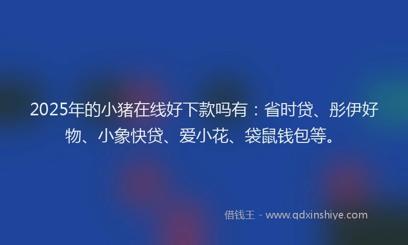 2025年的小猪在线好下款吗有：省时贷、彤伊好物、小象快贷、爱小花、袋鼠钱包等。