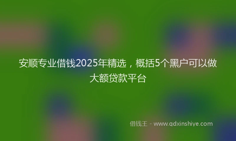 安顺专业借钱2025年精选，概括5个黑户可以做大额贷款平台