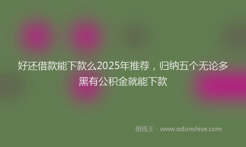 好还借款能下款么2025年推荐，归纳五个无论多黑有公积金就能下款