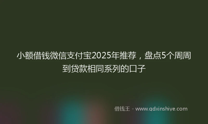 小额借钱微信支付宝2025年推荐，盘点5个周周到贷款相同系列的口子