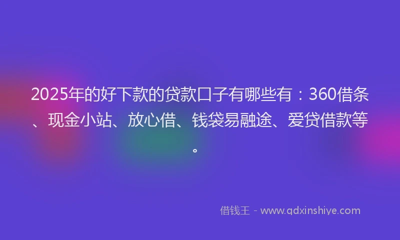 2025年的好下款的贷款口子有哪些有：360借条、现金小站、放心借、钱袋易融途、爱贷借款等。