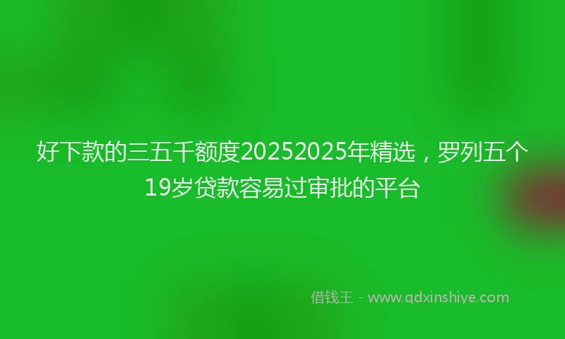 好下款的三五千额度20252025年精选，罗列五个19岁贷款容易过审批的平台