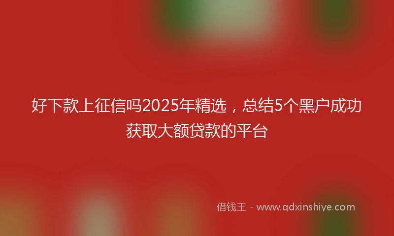 好下款上征信吗2025年精选，总结5个黑户成功获取大额贷款的平台